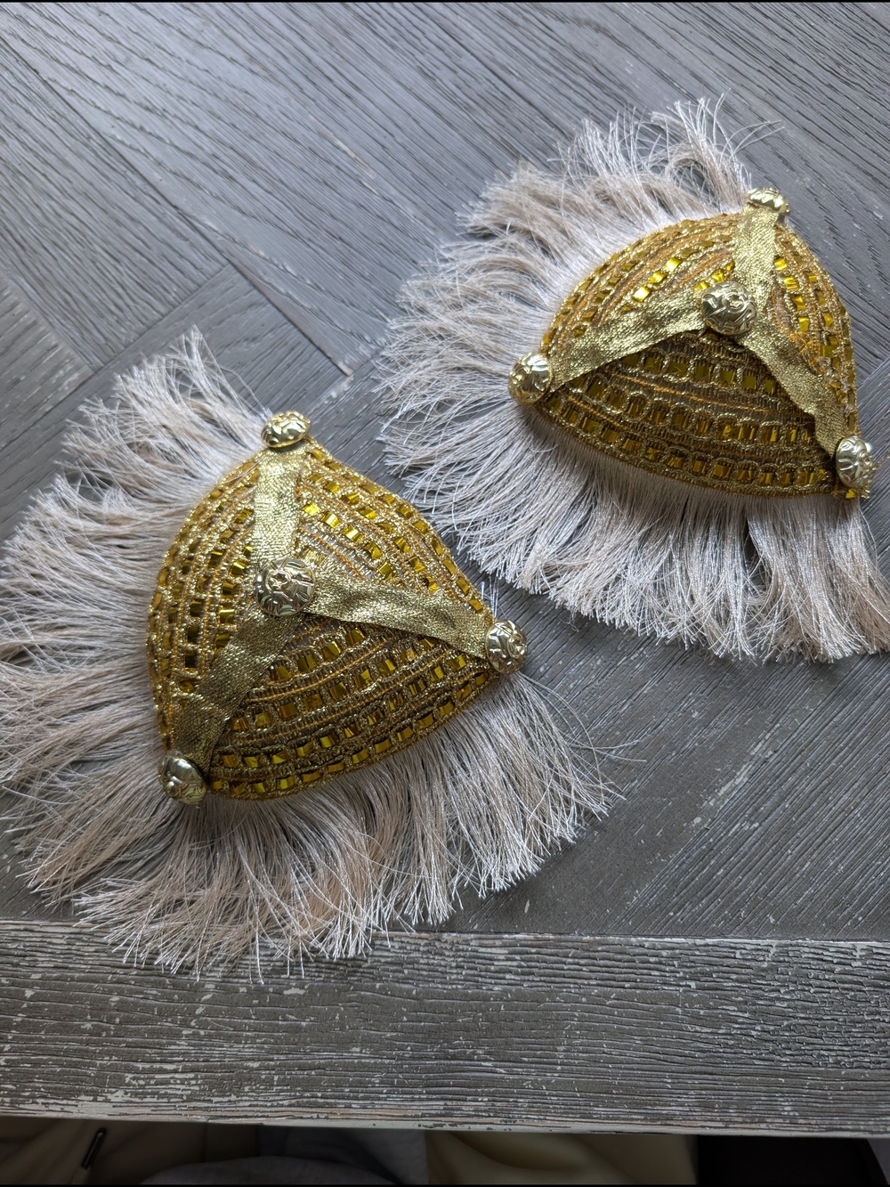 Gold Sequin Fringe Epaulets